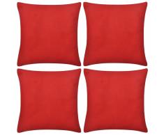 vidaXL 4 fundas rojas para cojines de algodón, 80 x 80 cm