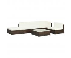 vidaXL Set muebles de jardín 6 piezas y cojines ratán sintético marrón