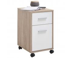 FMD Cajonera móvil con 2 cajones color roble y blanco