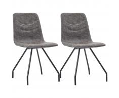 vidaXL Sillas de comedor 2 unidades cuero sintético marrón oscuro
