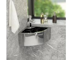 vidaXL Lavabo con rebosadero 45x32x12,5 cm cerámica plateado