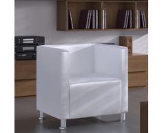 vidaXL Sillón en forma de cubo de cuero sintético blanco