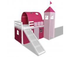 vidaXL Cama alta en forma de castillo rosa de princesa