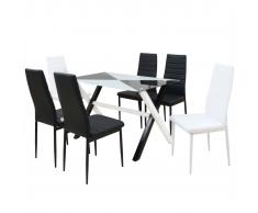 vidaXL 7 uds. Mesa y Sillas de Comedor Cuero sintético