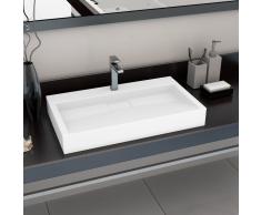 vidaXL Lavabo 80x46x11 cm resina mineral/mármol blanco