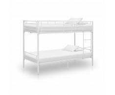 vidaXL Cama litera de metal blanca 90x200 cm