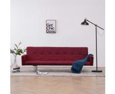 vidaXL Sofá cama con reposabrazos de poliéster color vino tinto