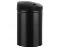 vidaXL Cubo de basura con sensor automático negro 42 L