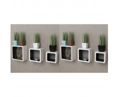 vidaXL Estanterías de cubos para pared 6 unidades blanco y negro