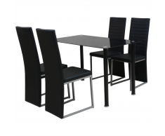vidaXL Conjunto de Comedor 1 mesa y 4 sillas de Cinco Piezas de Color Negro