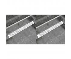 vidaXL Desagüe lineal ducha 2 pzs curvas 1030x140 mm acero inoxidable