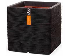 Capi Maceta Nature Rib cuadrada 40x40 cm negra PKBLR903