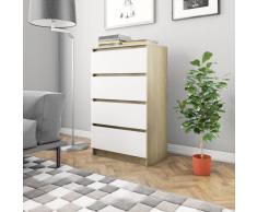 vidaXL Aparador de aglomerado blanco y roble Sonoma 60x35x98,5 cm