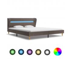 vidaXL Estructura de cama con LED tela gris topo 180x200 cm