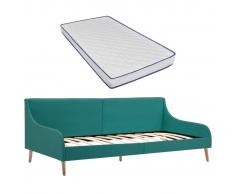 vidaXL Estructura sofá cama y colchón espuma viscoelástica tela verde