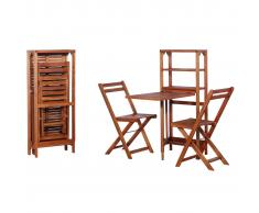 vidaXL Mesa y sillas bistró plegables 3 pzas madera maciza de acacia