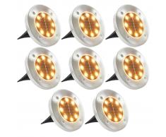 vidaXL Lámparas solares de suelo 8 uds luces LED blanco cálido