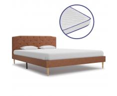vidaXL Cama con colchón viscoelástico tela marrón 140x200 cm