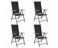 vidaXL Sillas plegables de jardín 2 unidades aluminio textilene negro