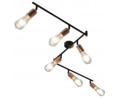 vidaXL Lámpara focos 6 bombillas de filamento 2W negro cobre E27 30 cm
