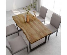 vidaXL Mesa de comedor de madera maciza de acacia 160x80x76 cm