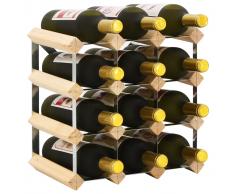 vidaXL Botellero para 12 botellas de madera maciza de pino