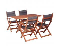 vidaXL Juego de muebles de jardín 5 pzas madera eucalipto y textileno