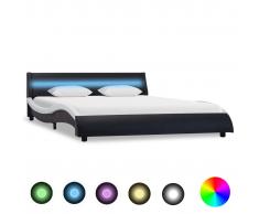 vidaXL Estructura cama con LED cuero sintético negro blanco 160x200 cm