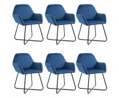 vidaXL Sillas de comedor 6 unidades de terciopelo azul