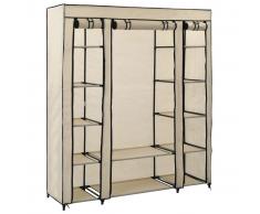vidaXL Armario con compartimentos y varillas tela crema 150x45x176 cm