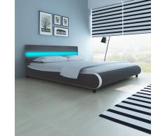 vidaXL Cabecero de Cama Gris con LED 180 cm y Colchón Espuma Viscoelástica