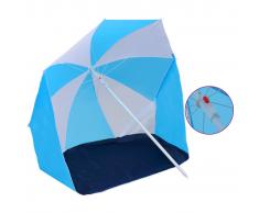 vidaXL Sombrilla refugio de playa de tela azul y blanca 180 cm