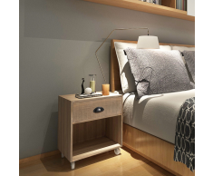 vidaXL Mesita de noche marrón madera maciza