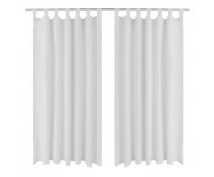 vidaXL 2 cortinas blancas micro-satinadas con trabillas, 140 x 175 cm