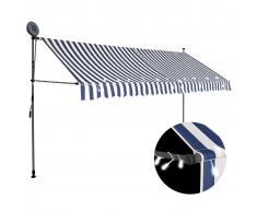 vidaXL Toldo manual retráctil con LED azul y blanco 350 cm