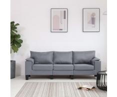 vidaXL Sofá de 3 plazas tela gris claro