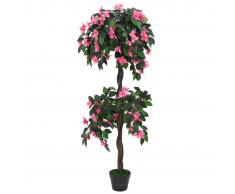 vidaXL Planta artificial azalea con maceta 155 cm verde y rosa