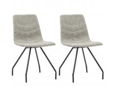 vidaXL Sillas de comedor 2 unidades cuero sintético gris