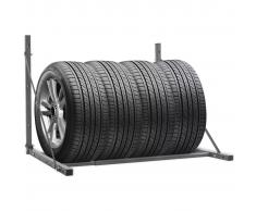 vidaXL Estante para neumáticos plegable de acero galvanizado plateado