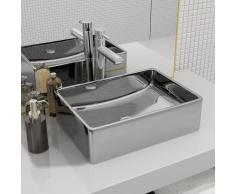 vidaXL Lavabo 41x30x12 cm cerámica plateado