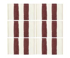 vidaXL Manteles individuales 6 uds Chindi a rayas burdeos y blanco