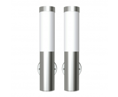 vidaXL 2 Apliques de exterior, lámparas pared, acero inoxidable