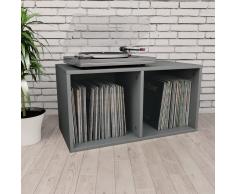 vidaXL Caja para discos de vinilo aglomerado gris 71x34x36 cm