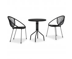vidaXL Set de mesa y sillas de jardín 3 piezas ratán de PVC negro