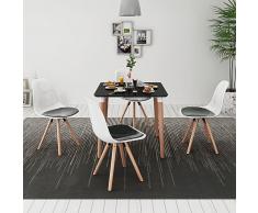 vidaXL Conjunto de mesa de comedor y sillas 5 piezas negro y blanco