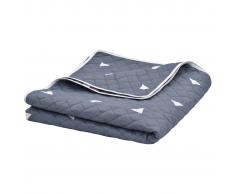 vidaXL Colcha de tela ultrasónica azul oscuro 230x260 cm