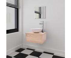 vidaXL Conjunto de mueble y lavabo 3 piezas beige