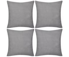 vidaXL 4 fundas grises para cojines de algodón, 50 x 50 cm