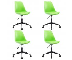 vidaXL Sillas de comedor giratorias 4 unidades cuero sintético verde