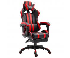 vidaXL Silla gaming con reposapiés cuero sintético rojo